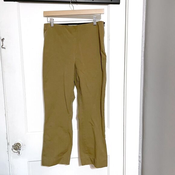 Everlane Women's Size 10 Khaki The Kick Crop Work Pants Side Zip Stretch - Picture 1 of 5